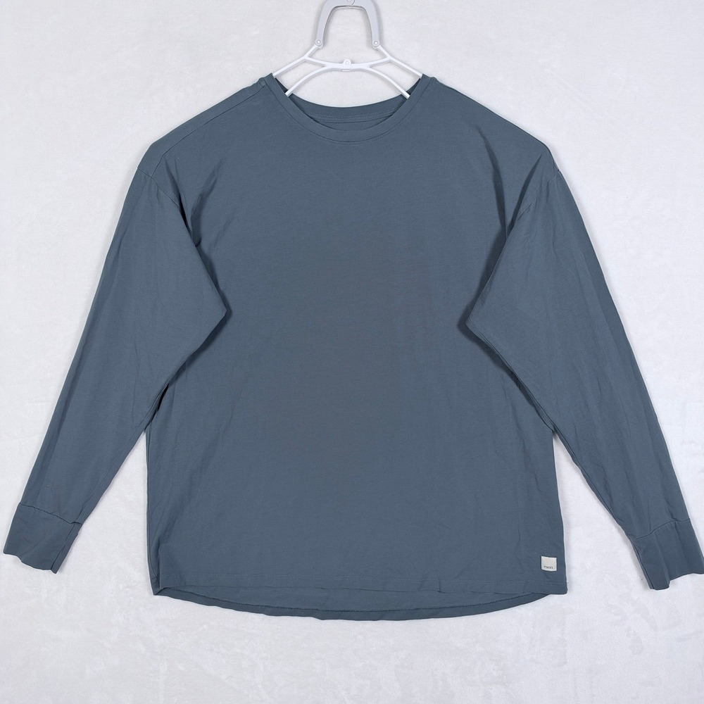 Vuori Current Tech Tee Steel Blue Long Sleeve Crew Neck Relaxed Fit VW1028 Large